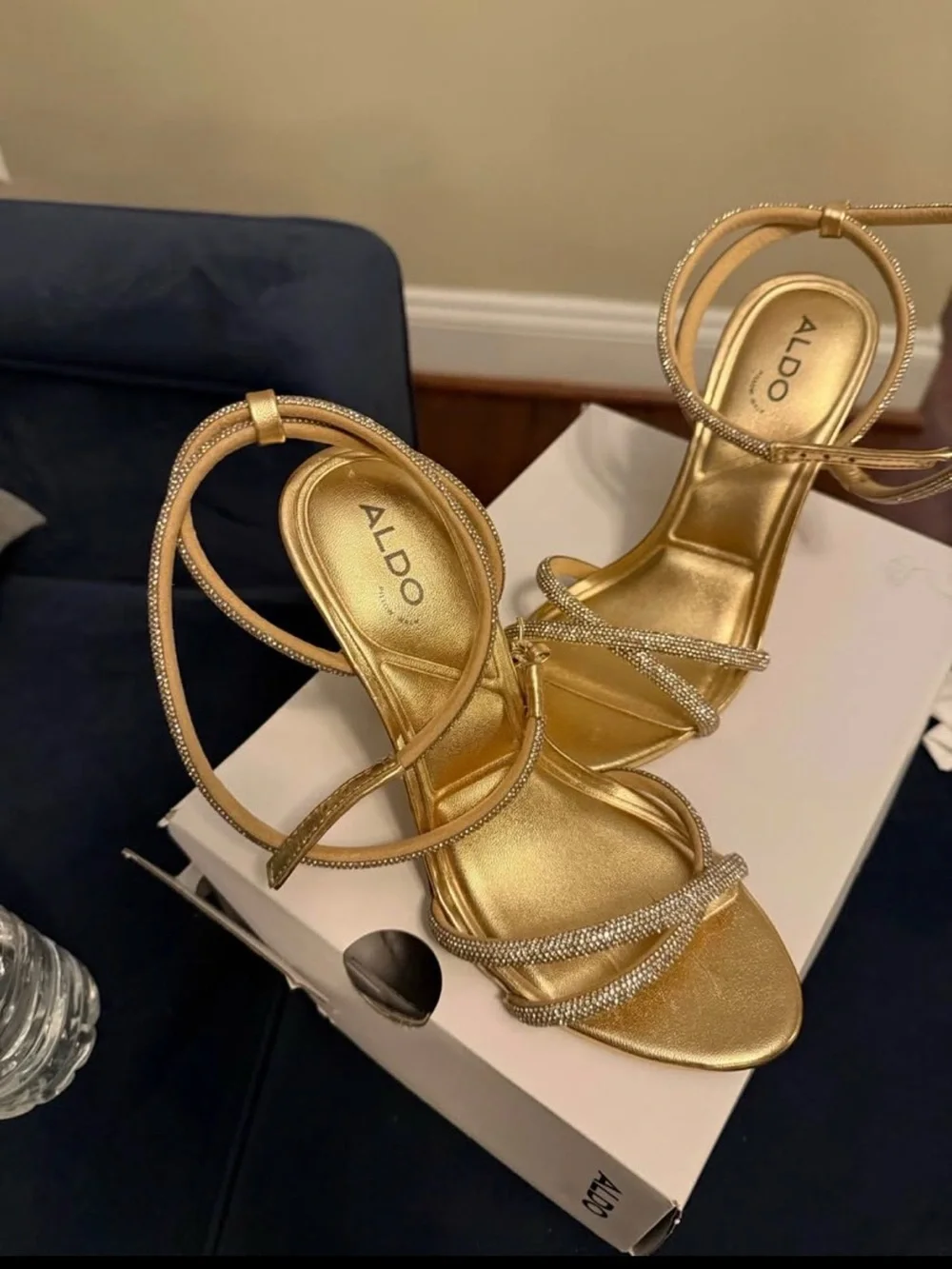 Aldo Metallic Gold Strappy Stiletto Sandals
